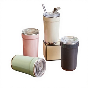 Mug à café portable en acier inoxydable 316, double usage chaud/froid, avec paille, style minimaliste, pour extérieur, vente en gros - Product Image 1
