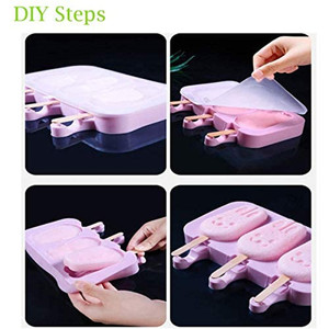 แม่พิมพ์ซิลิโคนรูปการ์ตูนฮิปโปสำหรับเด็กแม่พิมพ์ทำไอศกรีมแซนวิช8เซลล์3D ไอศกรีม - Product Image 4