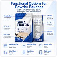 Sachets d'emballage personnalisés pour poudre de shake substitut de repas haute barrière, sachets d'échantillons de supplément de protéines de lactosérum isolé imprimés sur mesure