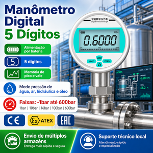 Manómetro Digital Inteligente con Pantalla LCD, Funciona con Batería, 10 bar, 16, 100 bar, Kpa, psi, para Equipos de Aire, Agua, Gas y Aceite - Product Image 1