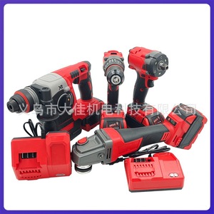 four-piece combination set lithium battery screwdriver <b>power</b> <b>tool</b> electric hammer angle grinder electric wrench - Product Image 2