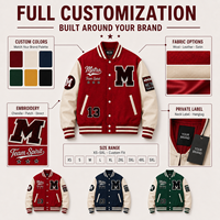 Veste universitaire personnalisée en chenille pour homme, veste de baseball en mélange de laine avec manches en cuir et col côtelé, veste Letterman personnalisée en chenille