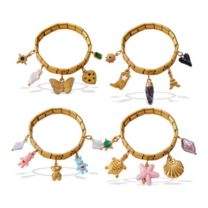 Pulseras de Moda con Dijes, Tono Dorado, Aleación de Zinc, Colgante de Concha Animal, Set de Joyería para Mujer, Diseño Irregular - Product Image 5