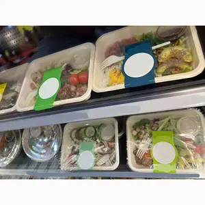 Bandeja de comida selável personalizada, bandeja de alimentos biodegradável descartável para bagaço de cana-de-açúcar, embalagem com filme de laminação PET Pla