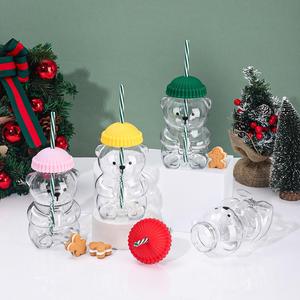 Mignon gobelet à paille portable en plastique en forme d'ours, cadeau de Noël, cadeaux promotionnels en gros d'usine - Product Image 2