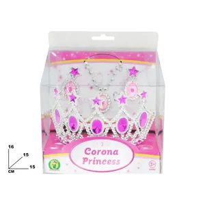 Ensemble de jouets couronne de princesse Corona avec collier pour enfants de 3 ans et plus, design rose scintillant - Product Image 1