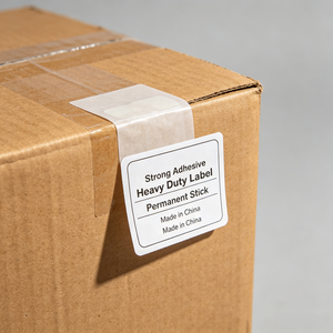 Étiquettes autocollantes personnalisées imprimées pour avertissements, emballage de cartons, résistantes à l'eau, découpées à la forme, rondes, avec informations importantes - Product Image 2