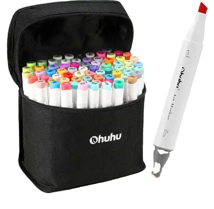Ohuhu 48 Pieces Colorful Art Markers Twin Tip Brush & Chisel Set