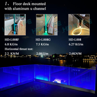 Rampe en verre sans cadre HDSAFE avec éclairage LED moderne, profilé en aluminium en U, pour escalier extérieur, terrasse, clôture, balcon