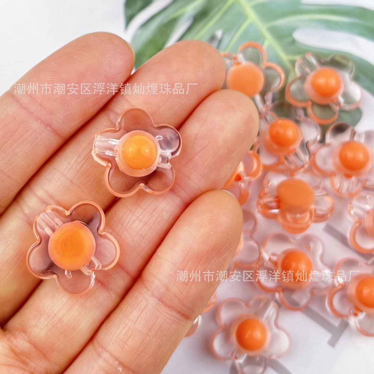 Pearl within a pearl, large plum blossom orange