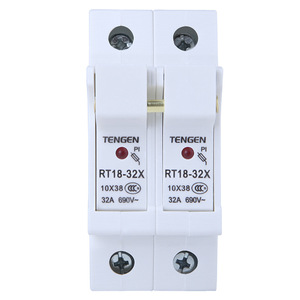 Tengen Rt18-32X ที่ใส่ฟิวส์2P ฐานเซรามิกพร้อมไฟแสดงสถานะ32A 690V ~ รางติดตั้ง - Product Image 4