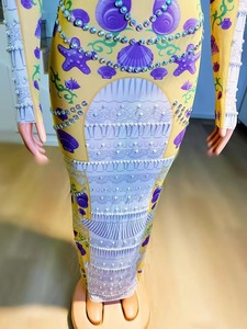 Elegante Abito <span class=keywords><strong>da</strong></span> <span class=keywords><strong>Sera</strong></span> Lungo Bianco con Perle, Vestito di Lusso Aderente con Fascia sui Fianchi, Fornitore all'Ingrosso <span class=keywords><strong>Online</strong></span> - Product Image 3