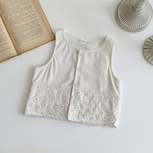 Korababy Cárdigan de malla floral transpirable para bebé niña, estilo coreano INS, cuello redondo, para primavera y otoño, dulce y casual para el día a día - Product Image 3