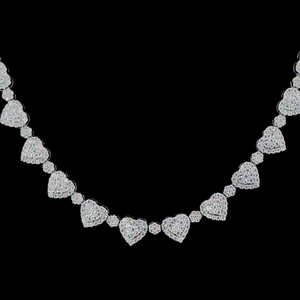 Collier tennis cœur en or blanc 18 carats massif personnalisé avec diamants naturels, bijoux fins en diamants précieux, approvisionnement en gros direct usine - Product Image 5