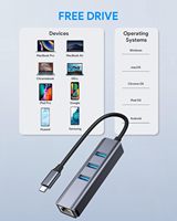 Usine 5Gbps 4-en-1 USB-C Type-C Hub Adaptateur Nouveau Design Super Vitesse Transfert De Données RJ45 Ethernet LAN Adaptateur pour Ordinateur Portable USB 3.0
