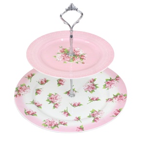 Plateau rond à gâteau en porcelaine Fine, support à pâtisserie en céramique de 2 niveaux pour la maison, les hôtels, les restaurants et les mariages, vente en gros en chine - Product Image 1