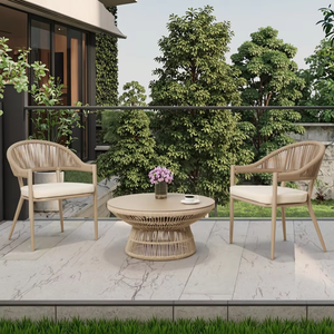 फोशान 3 टुकड़ा आउटडोर बिस्ट्रो कॉफी टेबल सेट गार्डन रस्सी कुर्सी बालकनी फर्नीचर - Product Image 5