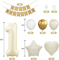 Película de aluminio de 40 pulgadas para niño/niña de un año, traje de globo de cumpleaños Digital, papel de decoración de fondo con bandera de cola de pez de látex