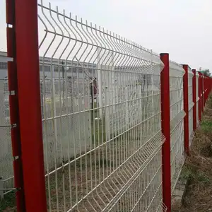 Welded Garden Fence Panel / Outdoor 3D Square Post Powder Coated Welded Wire Mesh Fencing