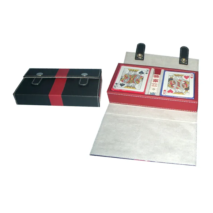 Carta da gioco personalizzata con set di scatole per carte da poker con custodia in pelle pu
