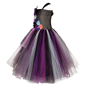 Robe de sorcière <span class=keywords><strong>maléfique</strong></span> Robe tutu en maille pour filles Robe Cosplay avec bandeau - Product Image 3