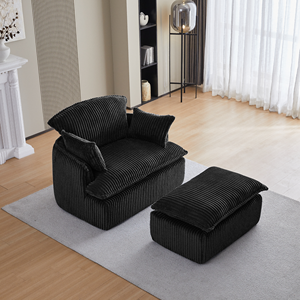 Canapé-lit modulaire moderne en tissu compressé en velours côtelé, fauteuil ottoman à une place, canapé carré rembourré, villa, appartement, salon - Product Image 2