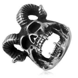 yunnique Skeleton Sheep Head <b>Titanium</b> Steel <b>Ring</b> Men's Fashion Jewelry Gift - Product Image 4