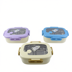 K50-8933 Contenitore per Pranzo in Acciaio Inox 1-3L, 2 Scomparti, Portatile, Senza BPA, Rettangolare, Monostrato, Stile Carino - Product Image 1