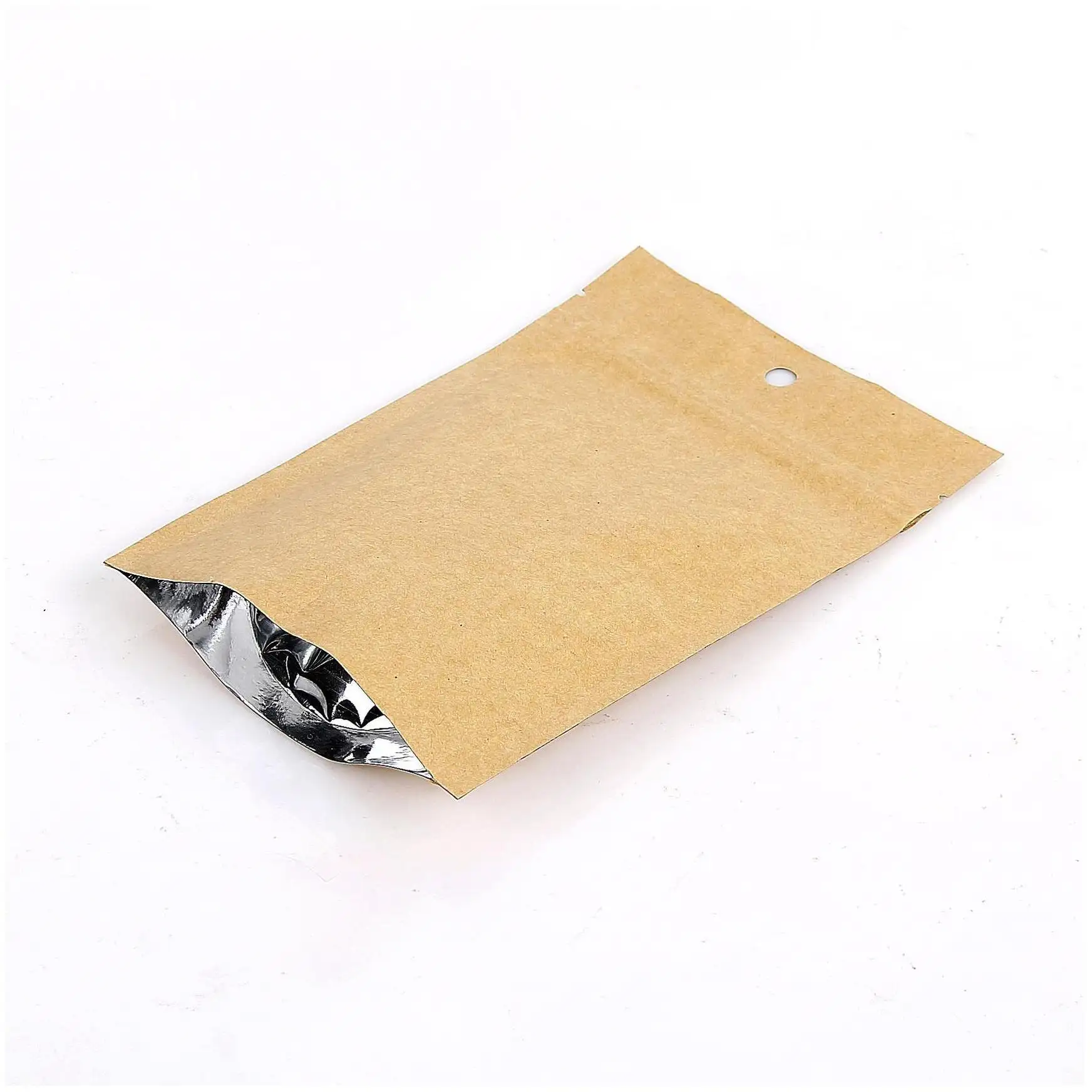 Kraft kağıt torba vana bakkal fırın Mini baskılı mailler açılıp kapanabilir kahverengi Zip Zip kilit dayanaklı kağıt torba kolu ile