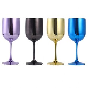 OEM Electroplate Plating Shiny Custom Logo Color Wholesale Popular Plastic Champagne <b>Wine</b> <b>Goblet</b> Gold Plastic <b>Wine</b> Glass - Product Image 1