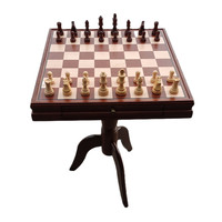Table d'échecs haut de gamme 2-en-1 avec boîte à échecs pour jeux de société d'intérieur, backgammon, échecs internationaux, en bois durable pour enfants