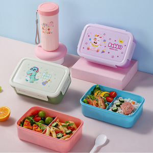 Cartoon Lunch <b>Box</b> Set With Water Bottle PP Plastic Bento <b>Box</b> For Kids Student Meal <b>Storage</b> Container Rectangle Shape - Product Image 1