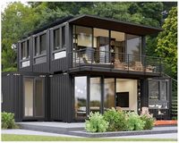 Café et restaurant modulaire à 2 étages en conteneur de 40 pieds avec balcon, utilisation en villa, design moderne en acier inoxydable, toit photovoltaïque