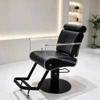 Fauteuil de Barbier Haut de Gamme en Cuir, Nouveau Style, Inclinable, avec Pompe Hydraulique Professionnelle et Repose-Pieds Amovible à Hauteur Réglable