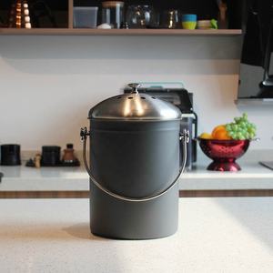 Poubelle à compost de cuisine en acier inoxydable avec couvercle et poignée, poubelle à compost pour déchets alimentaires de cuisine - Product Image 6