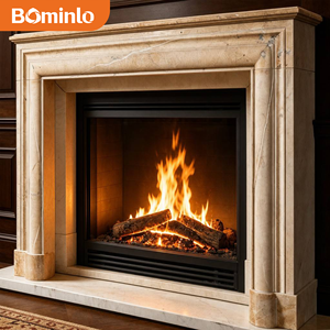 Cornice per Caminetto <span class=keywords><strong>in</strong></span> Marmo Crema Classico con Design a Livelli per Studio, Soggiorno, Arredamento Tradizionale di Lusso, Hotel, Villa - Product Image 6