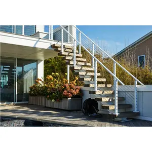 Fertiger Stahlrahmen Build Mansion Aluminium Outdoor Lagerung Step Beam Treppe Riser Tread Holz schwimmende Dachboden Treppe Fall