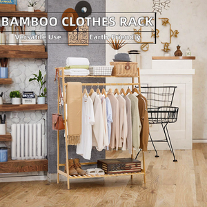 Organisateur de chaussures <span class=keywords><strong>en</strong></span> bambou bien organisé, design robuste à quatre niveaux, étagère de rangement, étagère supérieure, porte-boissons - Product Image 2