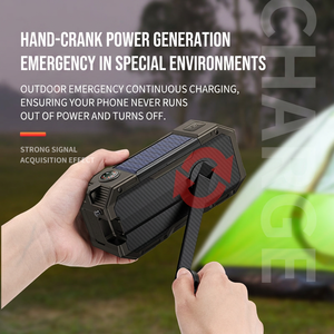 Radio portable avec haut-parleur, radio météo d'urgence à manivelle solaire avec écran LED, batterie 5000 mAh, étanche IP5 - Product Image 3