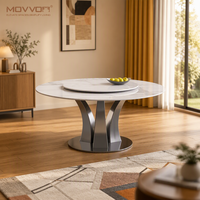 Ensemble Table et Chaises de Salle à Manger en Pierre Légère de Luxe, Table Ronde en Marbre Moderne et Simple pour Petit Appartement avec Plateau Tournant