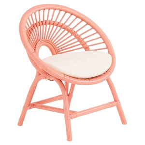 El yapımı çocuk rattan sandalyesi, güneş ışığı desenli yuvarlak sırtlı, doğal renkli, Montessori oyun odası oturma alanı, çocuk masa ve sandalyesi - Product Image 1