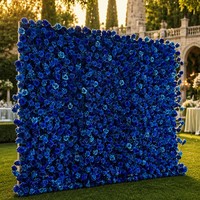 Panneau de toile de fond en soie artificielle motif rose bleue pour décoration de mariage et événements