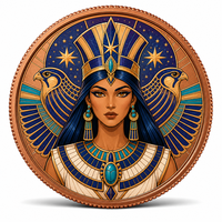 Pièce commémorative de collection en cuivre pur 999 de 1 once, motif Reine Égyptienne, avec portrait égyptien personnalisé, vente en gros