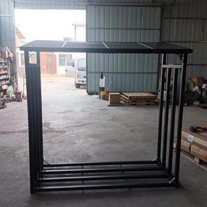 Leñero de 185x70x185 cm con Techo Metálico, Estante para Leña, Almacenamiento de Leña Apilable para Exteriores - Product Image 4