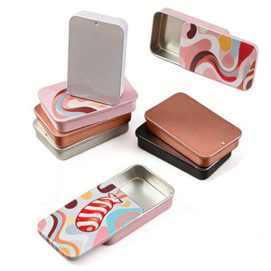 Boîte en fer blanc personnalisée imprimée, mini-boîte de rangement coulissante pour bonbons à la menthe, baume à lèvres, ou parfum solide - Product Image 1