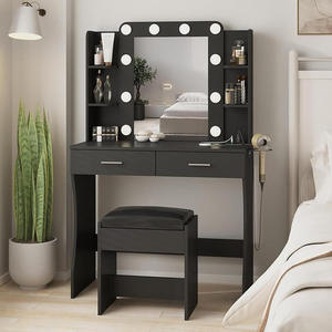 Coiffeuse en bois <span class=keywords><strong>blanche</strong></span> avec miroir et <span class=keywords><strong>tiroirs</strong></span>, design simple, petit format, prix abordable, pour femme, en promotion - Product Image 3