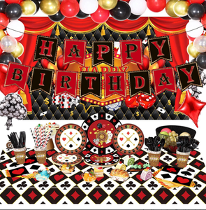 Artículos para Fiesta de Cumpleaños con Temática de Casino: Platos, Vasos, Servilletas, Mantel, Decoración para Mesa, Pancarta, Guirnalda, Globos, Adornos para Cupcakes - Product Image 5