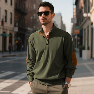 26 Cross Border Sudadera de punto de pana para hombre, informal, con cuello alto y manga larga, talla europea, corte holgado - Product Image 5