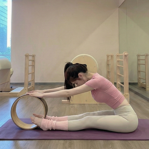 Roue de <span class=keywords><strong>yoga</strong></span> professionnelle en bois et liège, support dorsal en bois massif, rééducation de la colonne vertébrale, roue d'entraînement fitness personnalisée - Product Image 1
