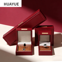 Caja de embalaje para conjunto de joyería Huayue, collar, pulsera, pendientes, anillo, caja de embalaje de joyería de cuero PU de lujo con logotipo personalizado